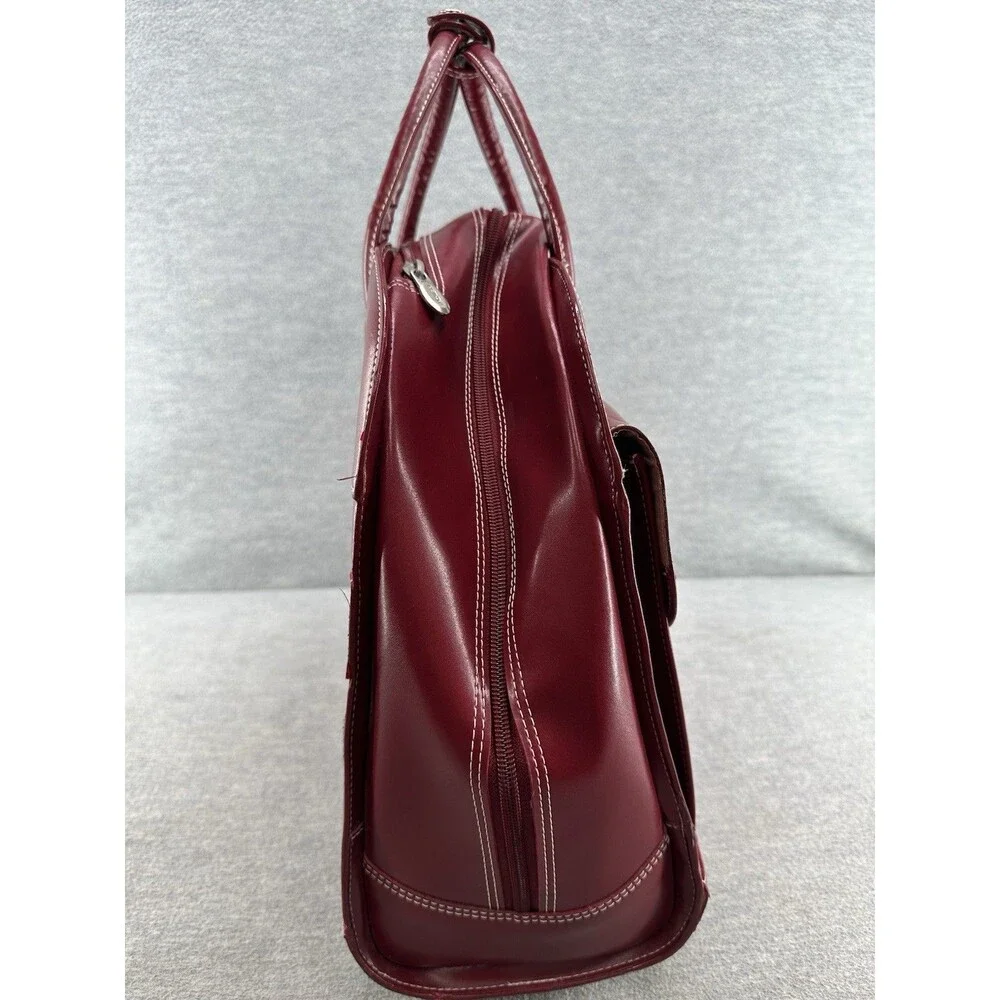 McKLEIN Red Leather Wheeled Laptop Case 15.6” Rolling Briefcase